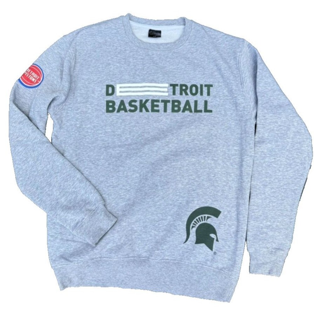 Michigan State University Detroit Pistons Sweatshirt  Adult Med Coyote SGA Gray